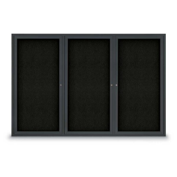 United Visual Products Sliding Door Indoor Enclosed Corkboard, 9 UV9029ACS-BRONZE-CLOUD - main